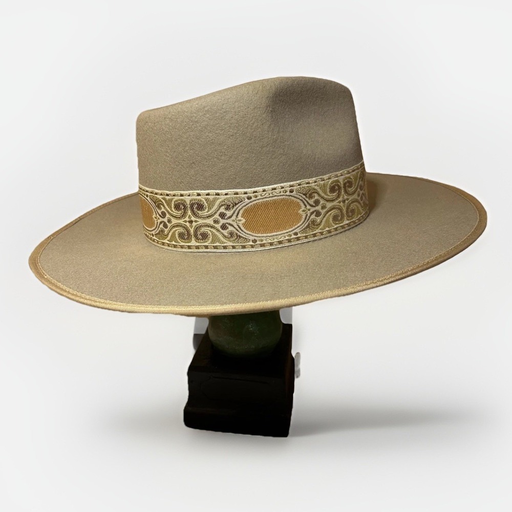 Olive & Pique 100% Wool Beige Women's Western Hat Adjustable Size NWT